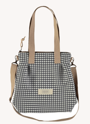 milano_Zania bolso ombro dos asas bandolera téxtil fcuadritos clover temprado azul blanco
