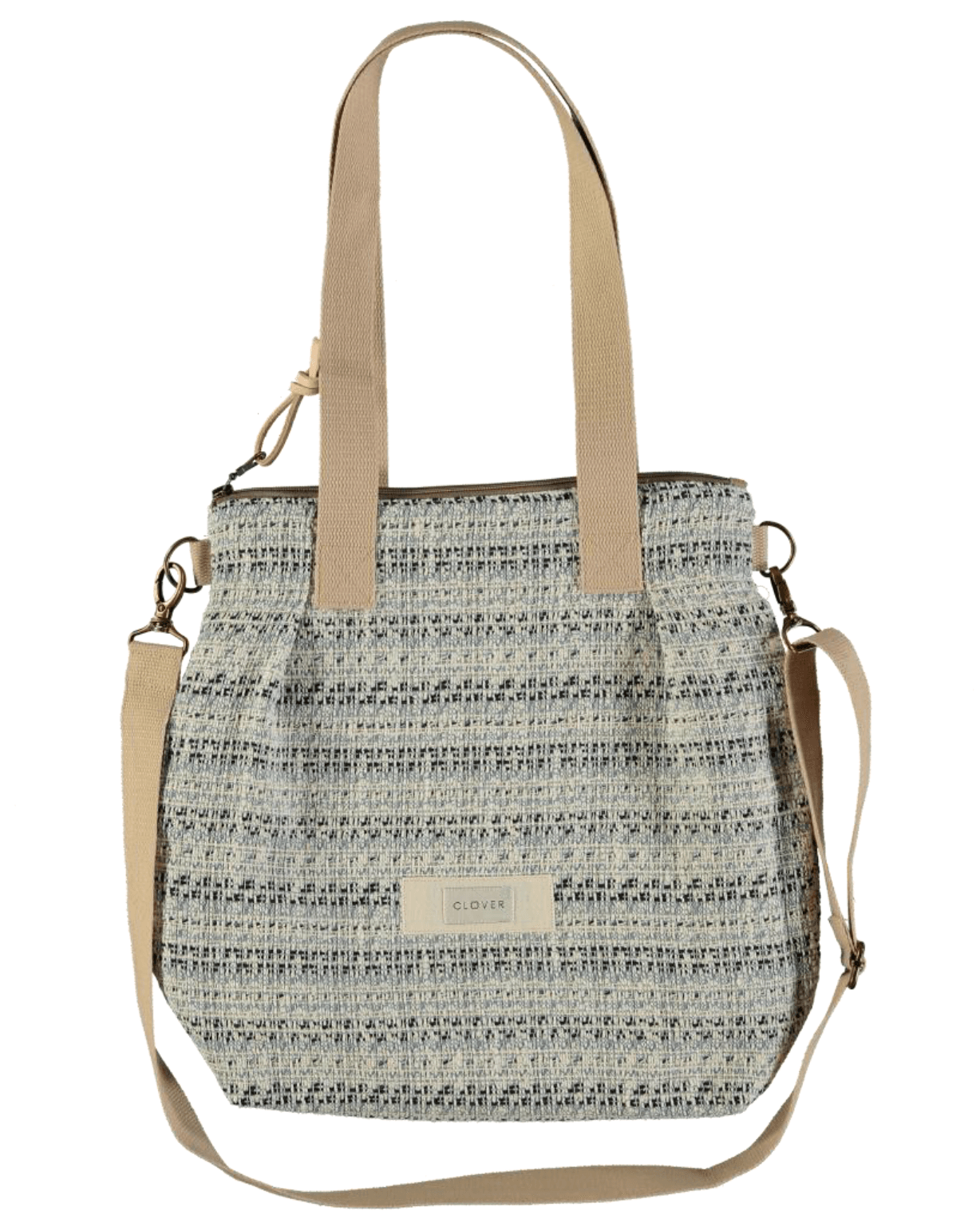 milano_coco bolso ombro dos asas bandolera téxtil franjas clover temprado azul
