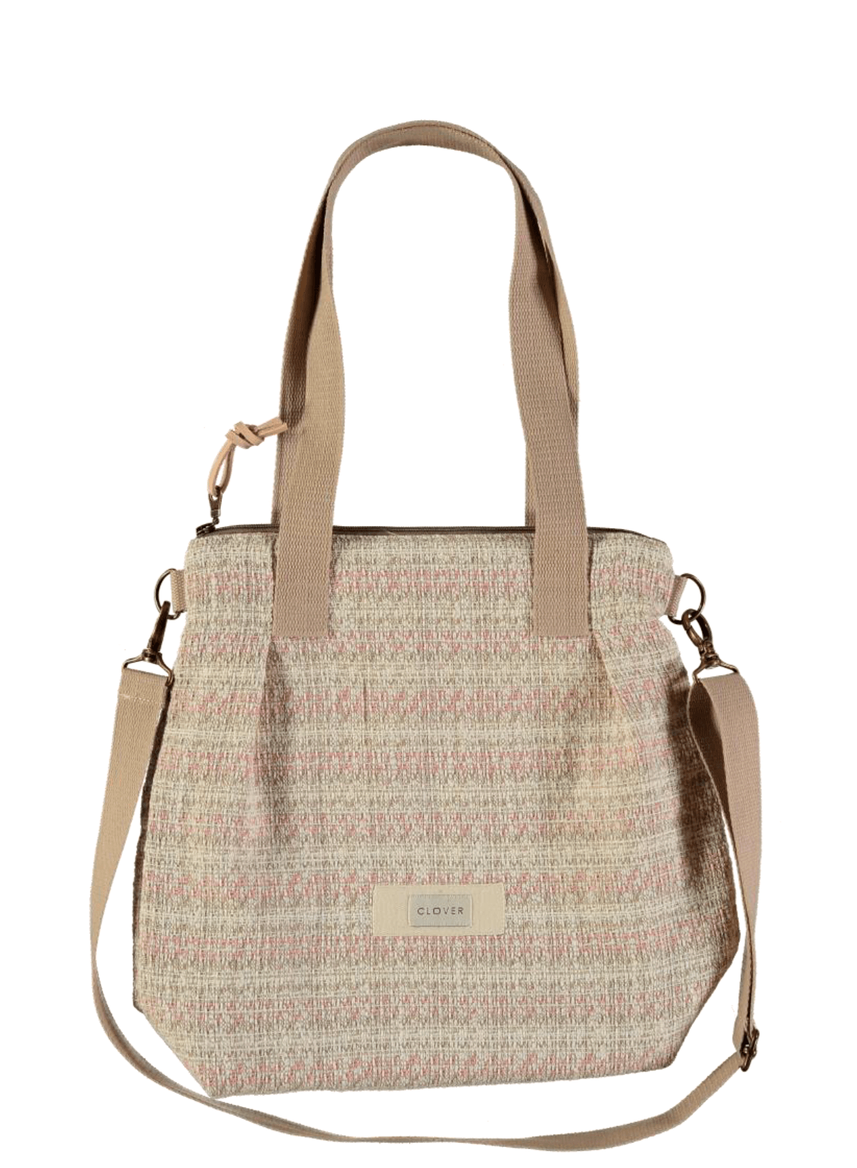 milano_coco bolso ombro dos asas bandolera téxtil franjas clover temprado rosa