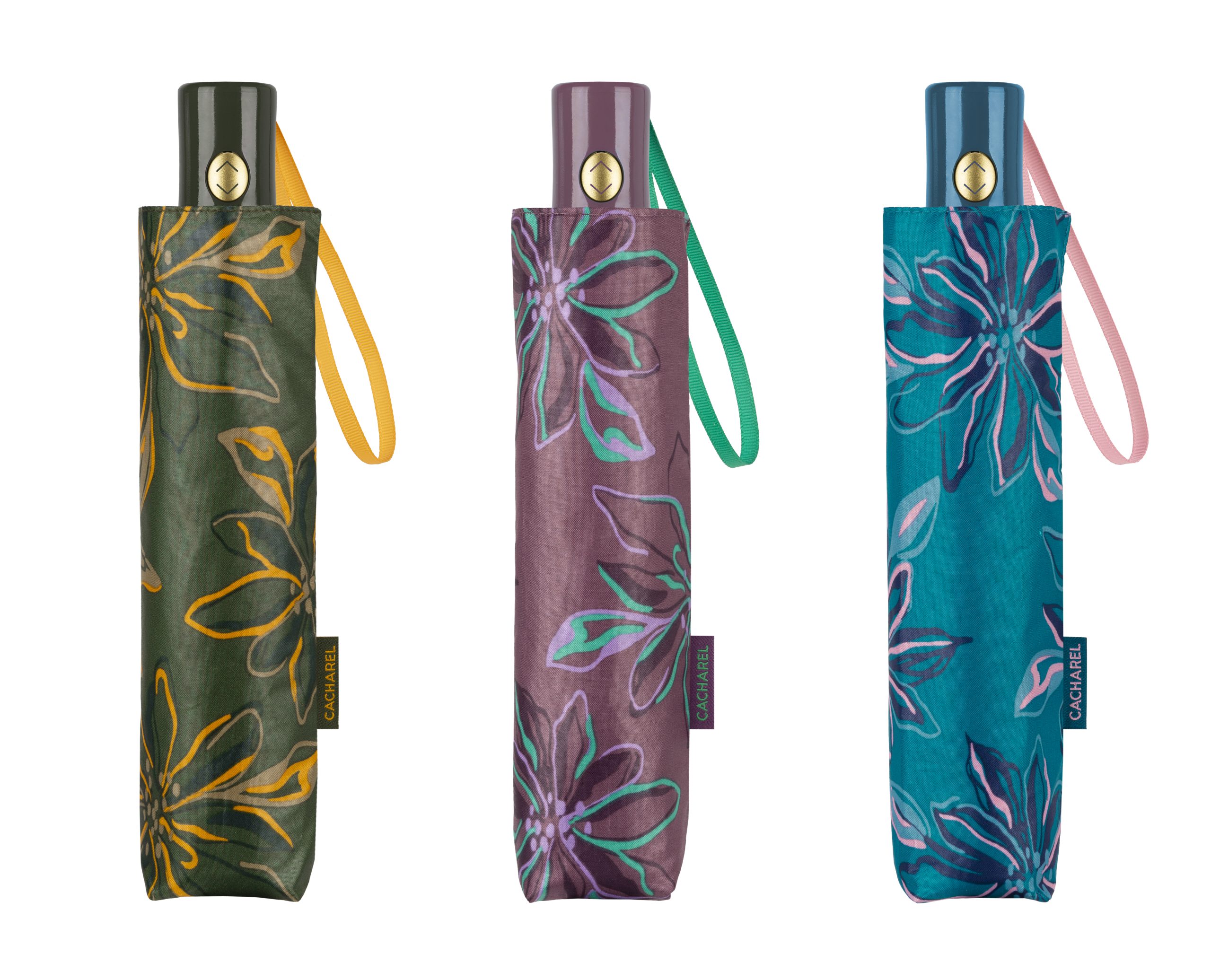 5887 paraguas plegable automático abrir cerrar flores winproof temprado cacharel
