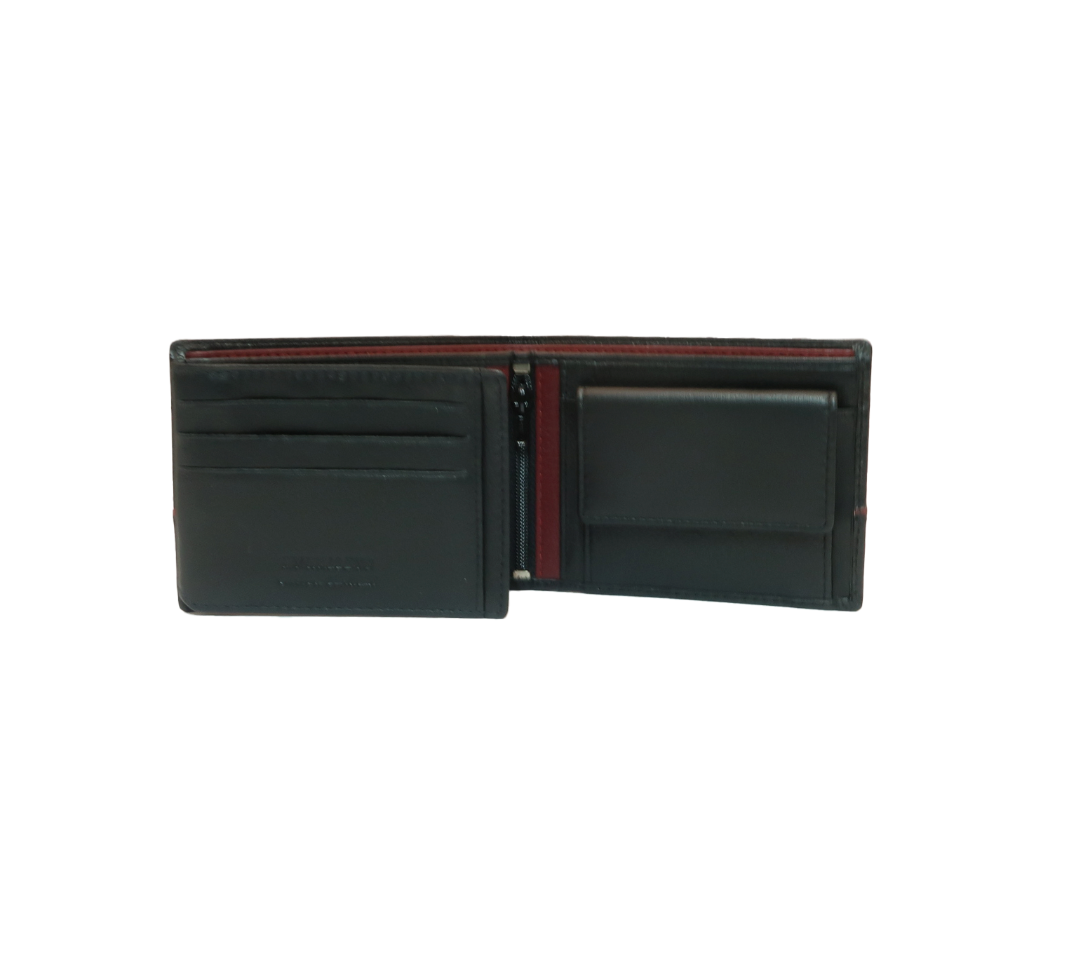 20902 billetero tarjetero monedero americana piel chloe temprado negro ribete rojo interior 2