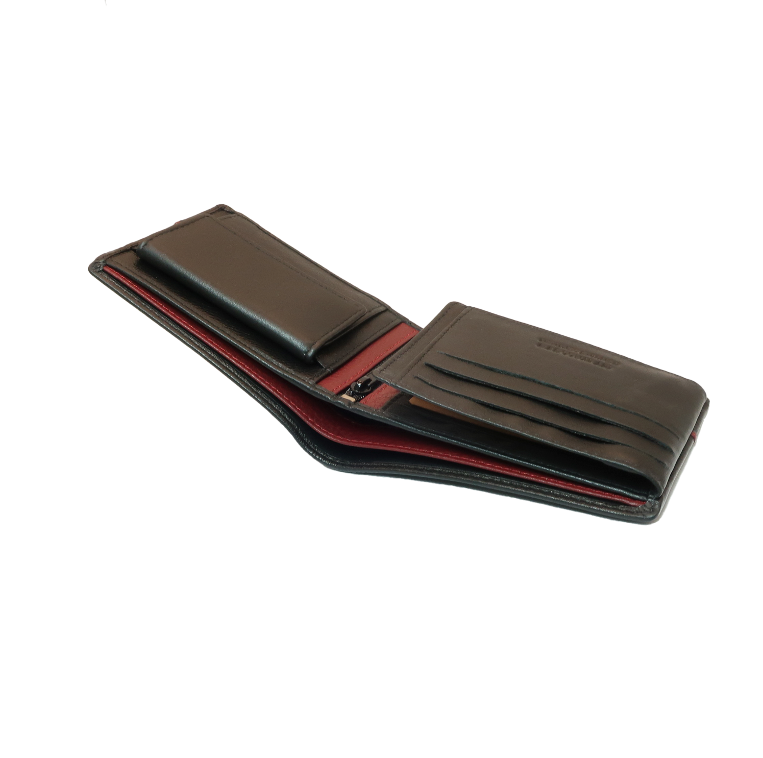 20902 billetero tarjetero monedero americana piel chloe temprado negro ribete rojo interior 3