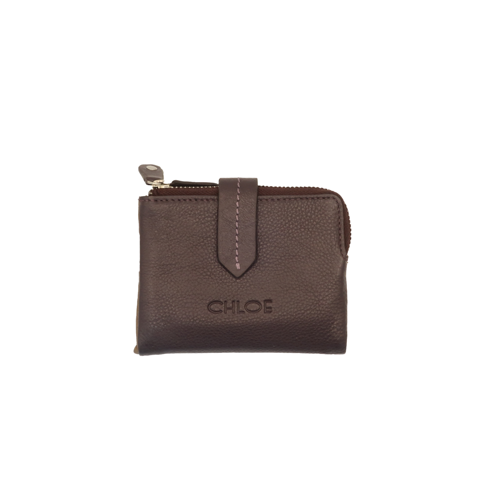 21712 billetero tarjetero monedero cremalleras pequeño piel Chloe Temprado morado