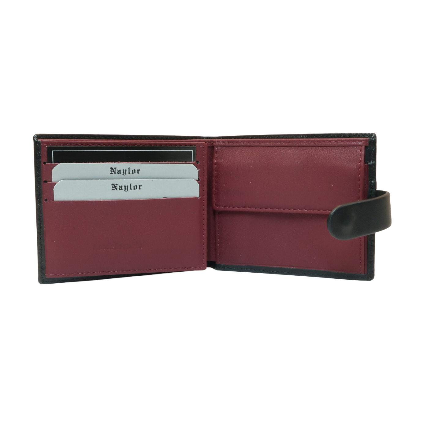 226_7 cartera billetero tarjetero monedero americana piel naylor temprado negro interior 2