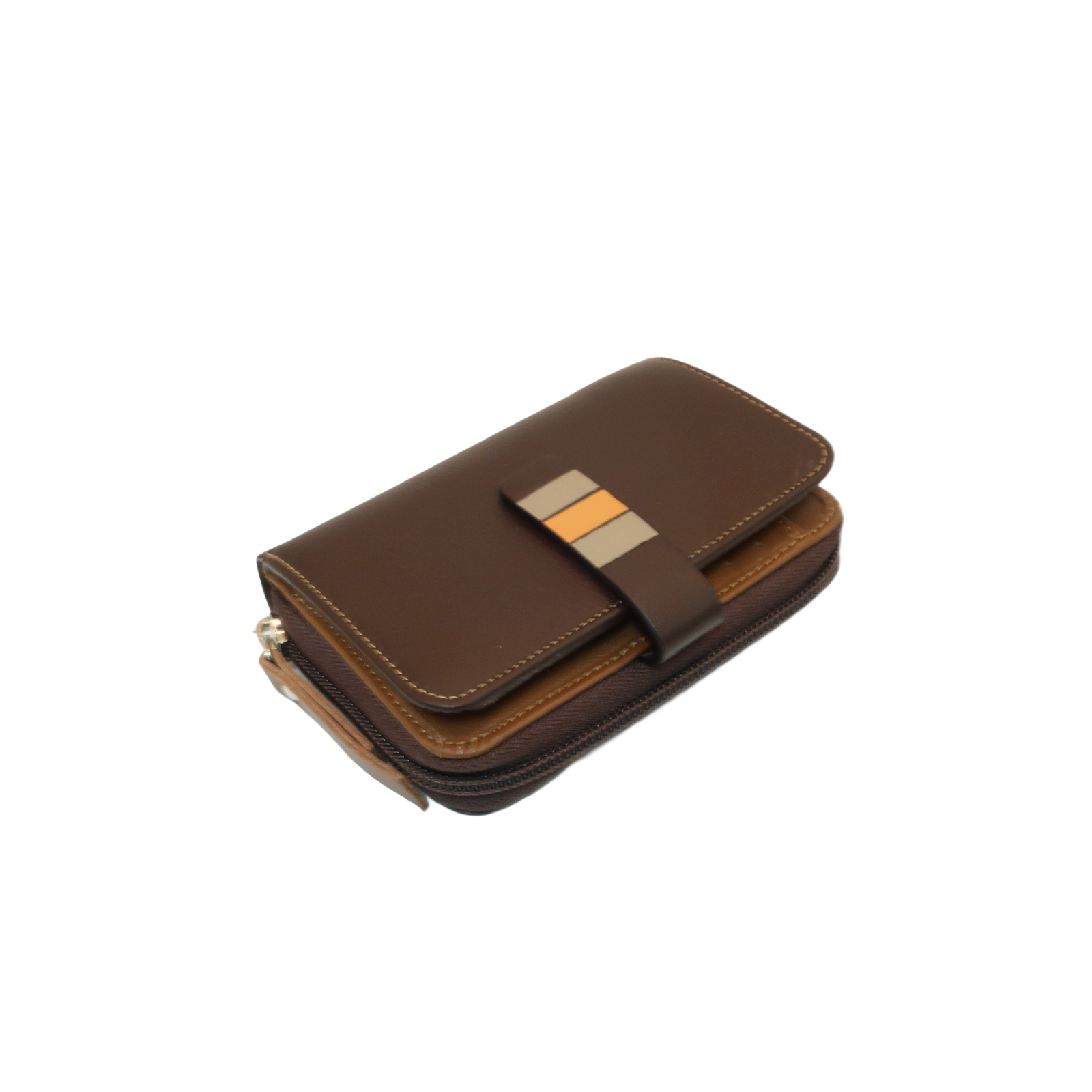708_97 billetero monedero tarjetero cremallera lengüeta bicolor piel naylor temprado marrón 2