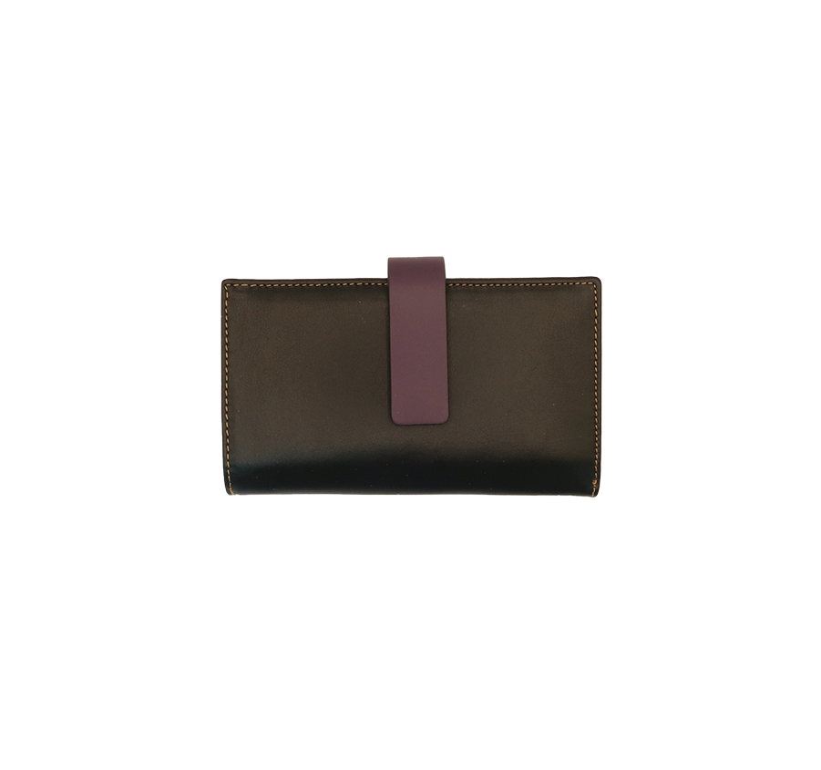 809 billetero tarjetero monedero bicolor cremallera lengüeta piel naylor temprado negro morado azul