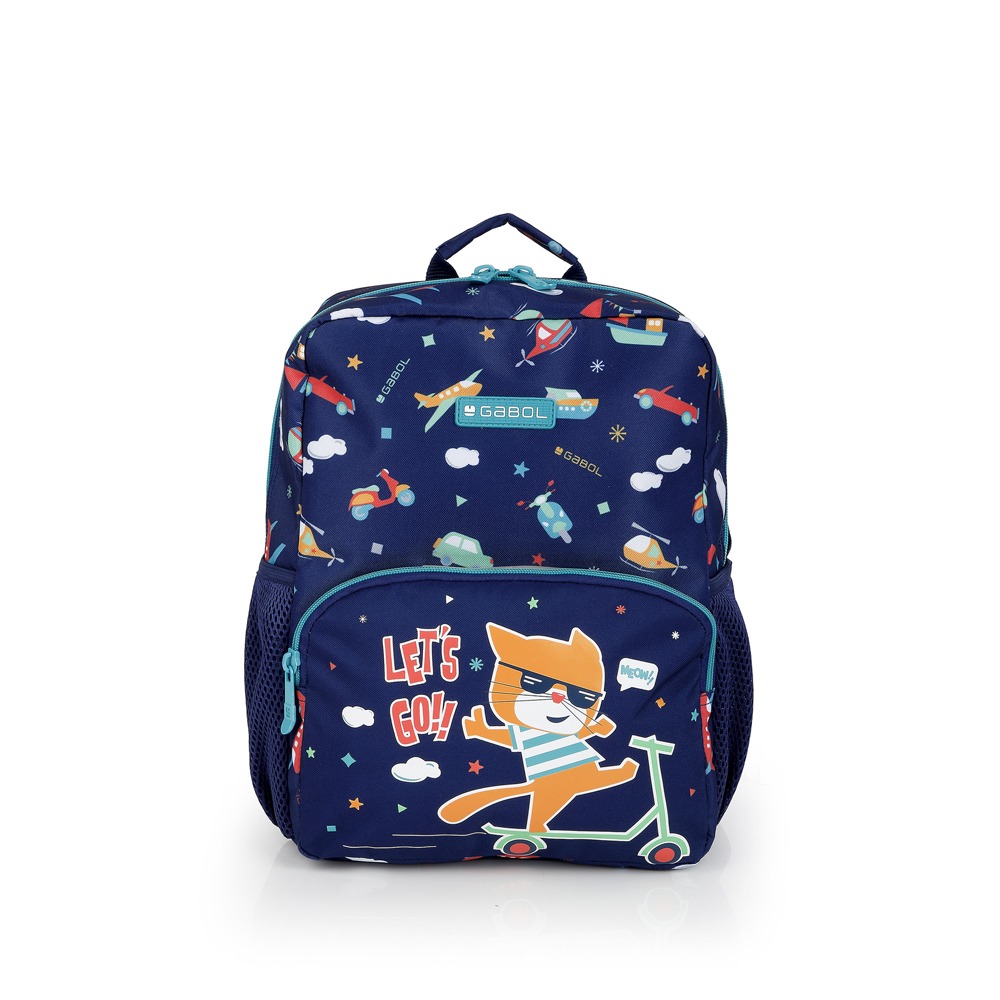 238221 mochila escolar pequeña bolsillo nylon estampado speedy gabol azul