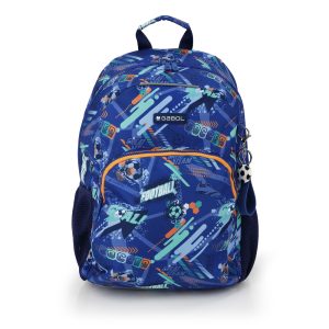 238406 mochila escolar bolsillos nylon estampado fútbol crew gabol azul