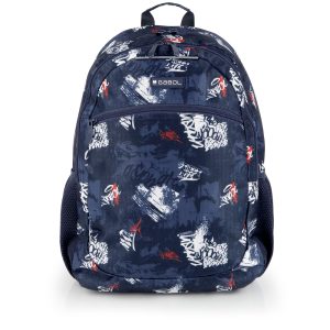 238796 mochila escolar dos departamentos nylon estampado dash gabol azul marino