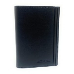 40448- cartera billetero tarjetero monedero franja piel lugupell negro