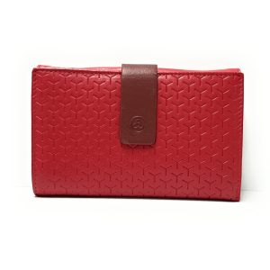8565-772 billetero tarjetero monedero grande lengüeta solapa piel Y cross lugupell rojo